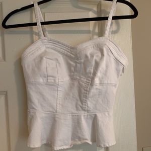 Women's White Denim Aqua Brand Peplum Tank Top